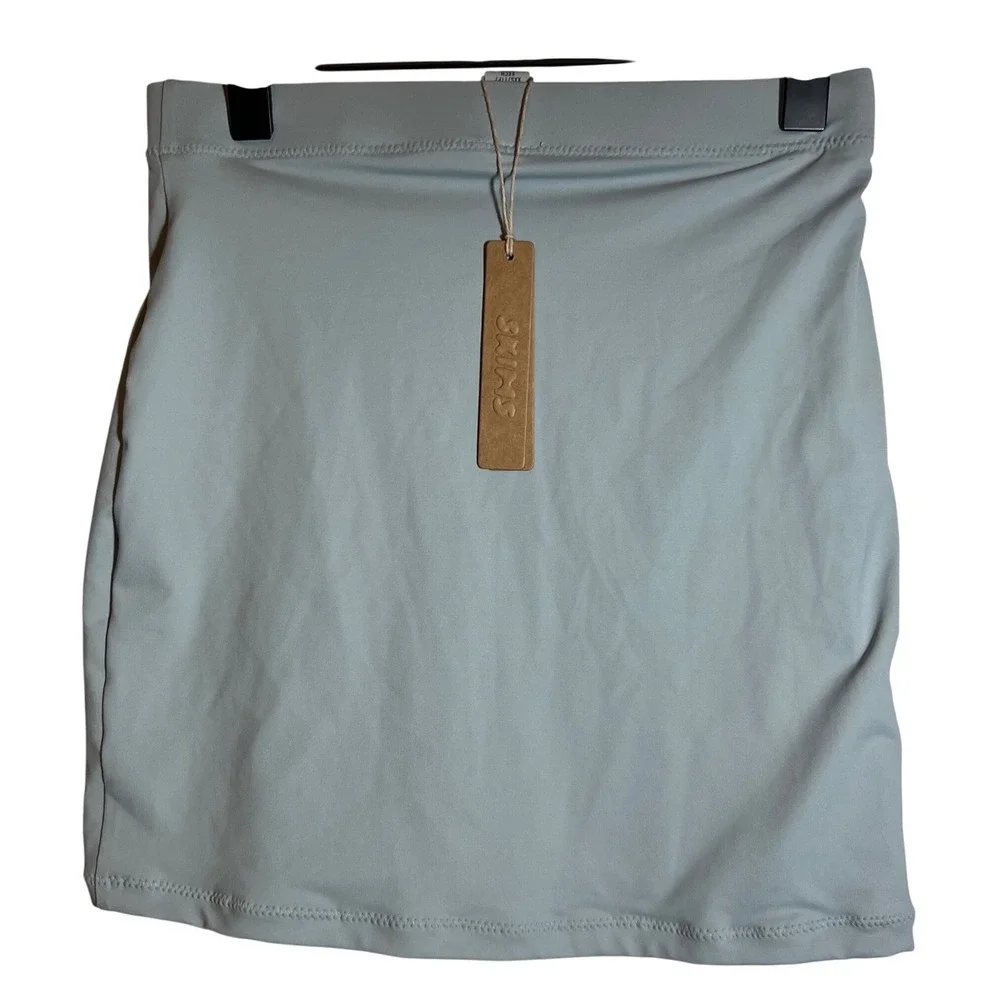 SKIMS Sporty Zipper Swim Mini Skirt in Pacific‎ Blue, Women's Size XXS, NWT